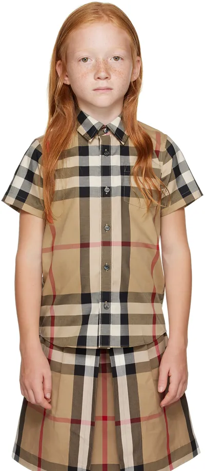 Burberry Kids Beige Check Shirt In Archive Beige Ip Chk