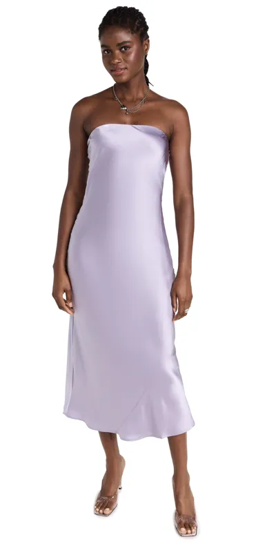 Reformation Joana Strapless Silk-charmeuse Midi Dress In Aura