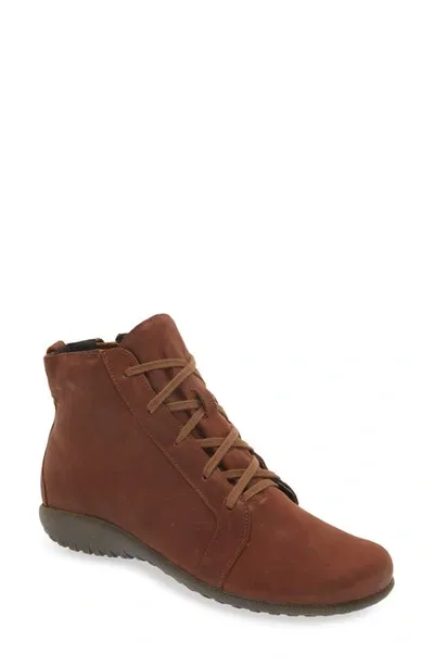 Naot Patu Zip Bootie In Soft Cognac Leather