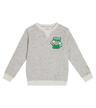 Scotch & Soda Kids' Logo Cotton Jersey Sweatshirt In Grey