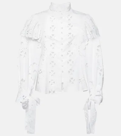 Susan Fang Broderie Anglaise Blouse In White