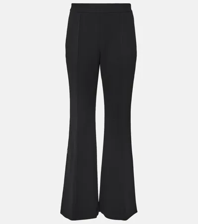 Tory Burch Cropped Pintuck Flare Pants In Black