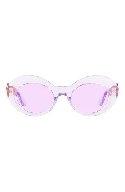 Versace 45mm Small Oval Sunglasses In Transparent Violet