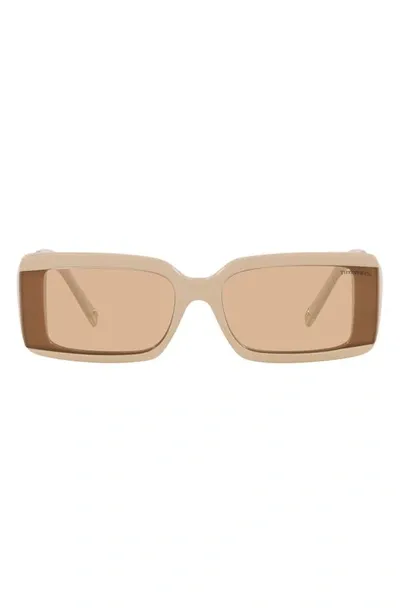 Tiffany & Co 62mm Oversize Rectangular Sunglasses In Beige