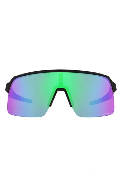 Oakley Sutro Lite 139mm Prizm™ Semirimless Wrap Shield Sunglasses In Shiny Black