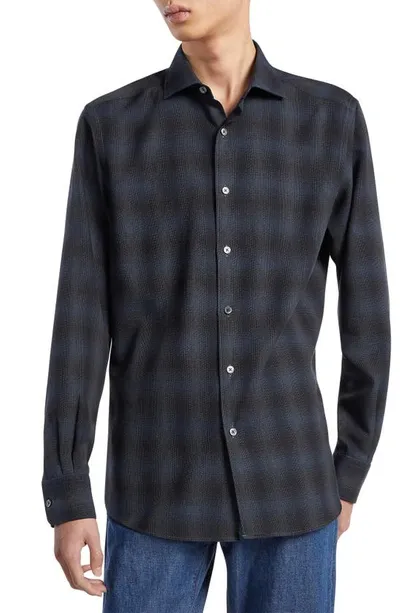 Zegna Cashco Regular Fit Button Down Shirt In Blue