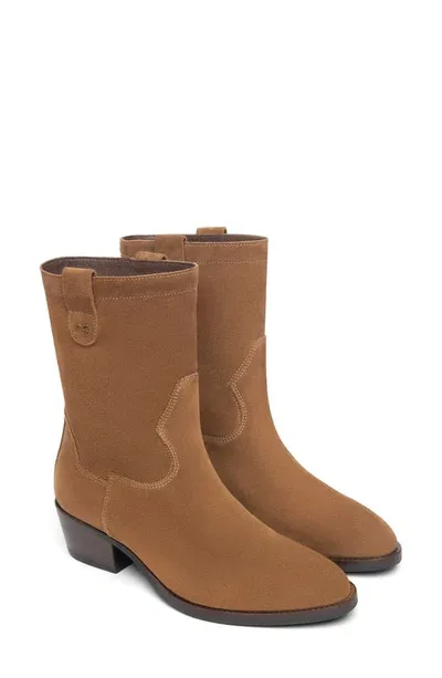 Nerogiardini Suede Western Ankle Booties In Malt