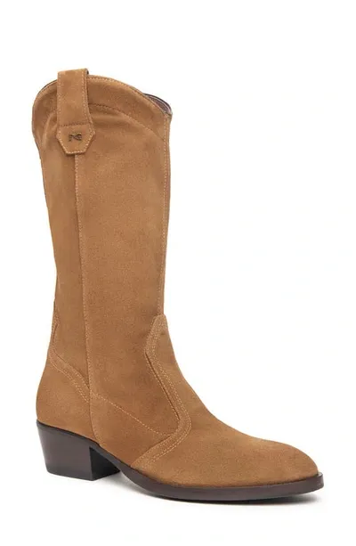 Nerogiardini Soft Suede Western Boots In Malt