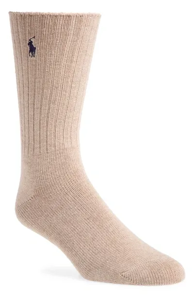 Polo Ralph Lauren Rib Crew Socks In Taupe Heather