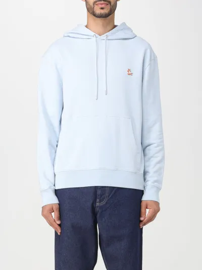 Maison Kitsuné Sweatshirt In Cotton With Embroidery In Blue