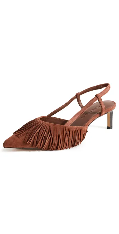 Ulla Johnson Shira Suede Finge Slingback Pumps In Sunsprite Colorbl