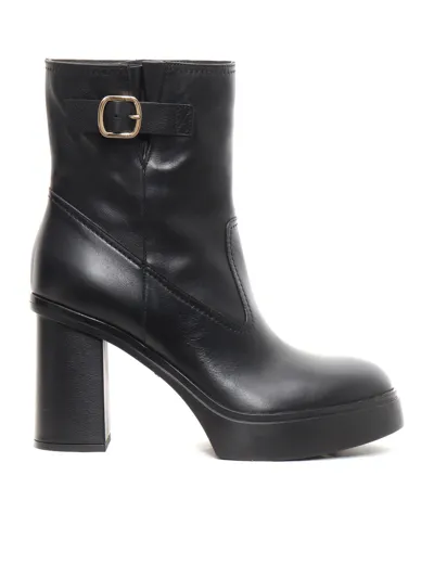 Santoni Heeled Ankle Boots In Black