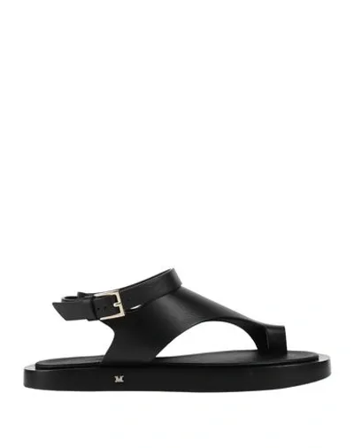 Max Mara Woman Toe Strap Sandals Black Size 11 Soft Leather