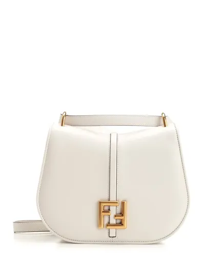 Fendi White Leather C Mon Medium Shoulder Bag