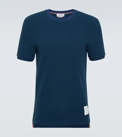 Thom Browne Striped Cotton Jersey T-shirt In Blue