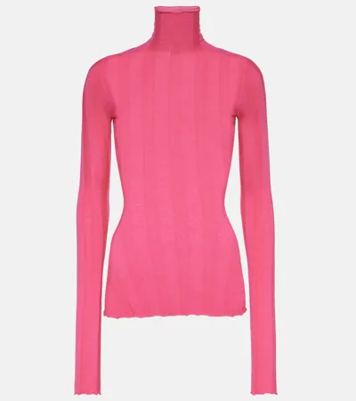 Sportmax Turtleneck Wool-blend Sweater In Pink