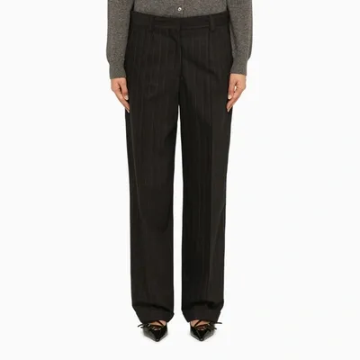 Miu Miu Pinstriped Wool Tailored Trousers In Black