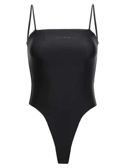 Rotate Birger Christensen Seamless Logo Bodysuit Spaghetti Straps In Black