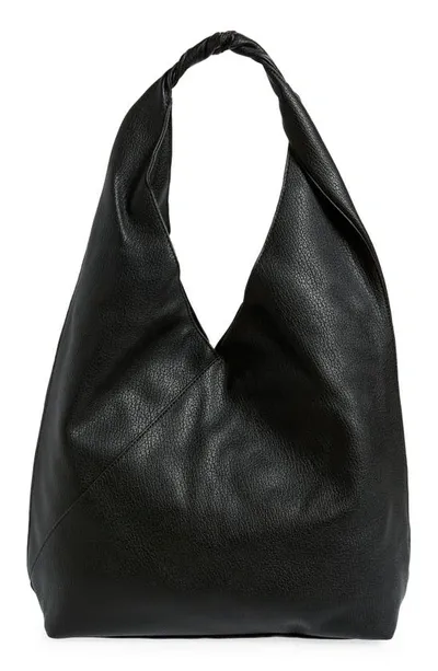 Mali + Lili Katie Oversize Recycled Vegan Leather Hobo Bag In Black