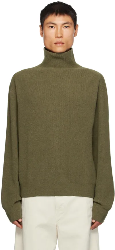 Lemaire Green Rib Trim Turtleneck