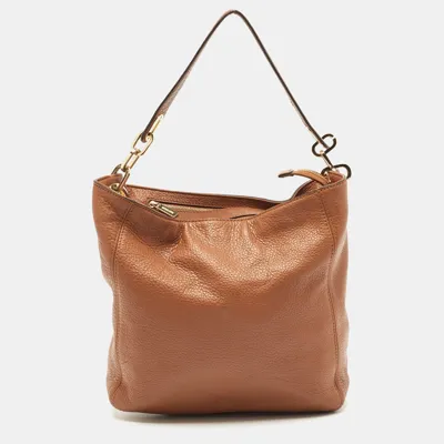 Pre-owned Michael Michael Kors Brown Leather Fulton Hobo