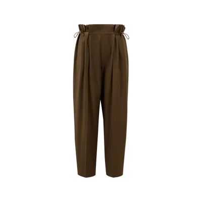 Moncler Collection Pantalon Paperboy En Laine In Brown