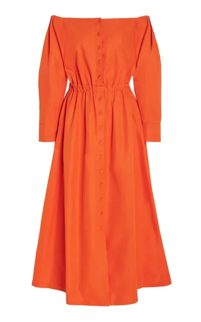 Altuzarra Zora Off-the-shoulder Cotton Midi Dress In Nasturtium