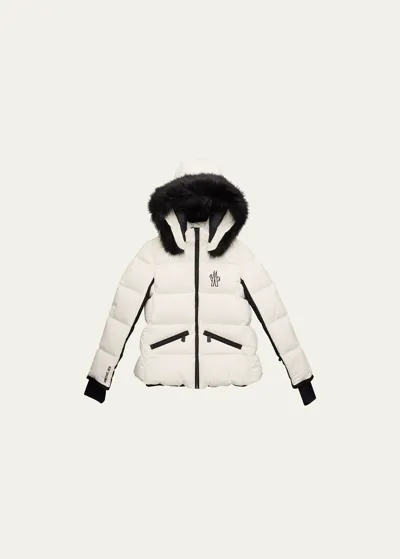 Moncler Kids' Suisses Stretch Tech Poplin Down Jacket In Blanc