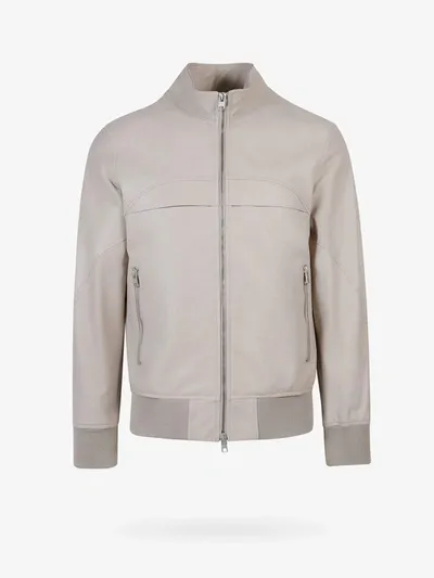 Dfour Leather Bomber Jacket - Atterley In Grey