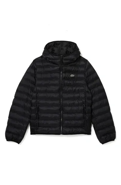 Lacoste Quilted Puffer Coat In 031 Noir