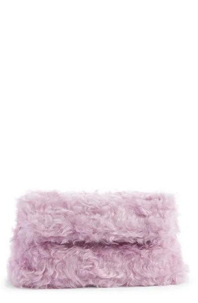 Dries Van Noten Faux-fur Clutch In Lilac