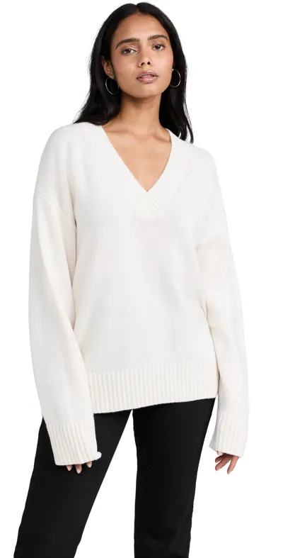 Reformation Jadey Oversized V Neck Sweater In Gossamer