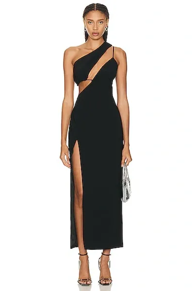 Ila Ella One Shoulder Maxi Dress In Black