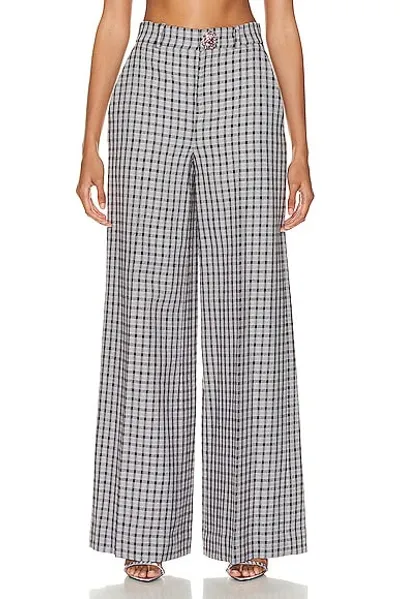 Area Crystal Button Wide Leg Trousers In Grey