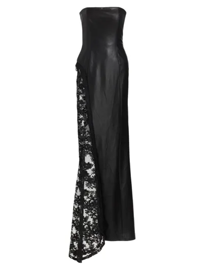 Alice And Olivia Retha Lace-panelling Maxi Dress In Black