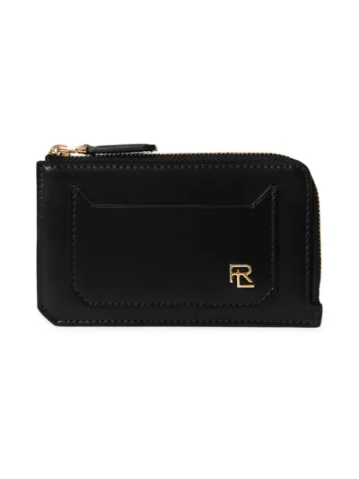 Ralph Lauren Logo-plaque Zipped Leather Wallet In Black