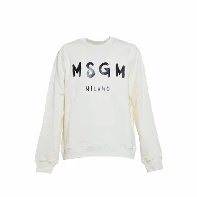 Msgm Logo-print Cotton Sweatshirt In White