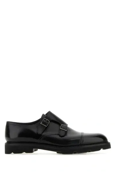 John Lobb Man Black Leather Strap Shoes