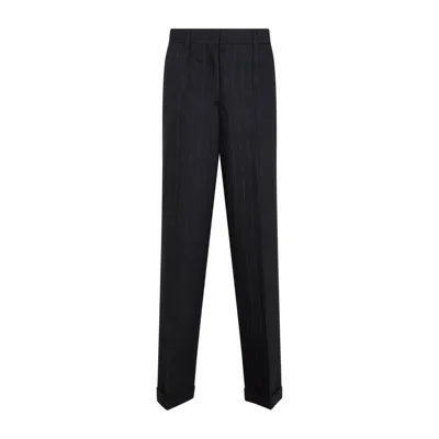 Miu Miu Striped Tailored Trousers In Black