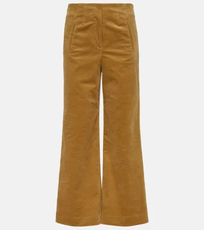 Veronica Beard Dova Cropped Corduroy Pants In Beige