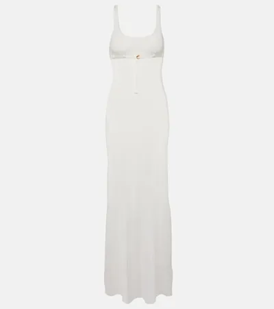 Jacquemus La Robe Maille Oranger Jersey Long Dress In New