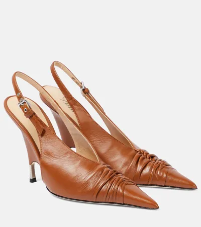 Blumarine Leather Slingback Pumps In Brown