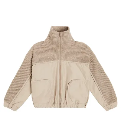 Brunello Cucinelli Kids' Paneled Cashmere-blend Jacket In Neutrals