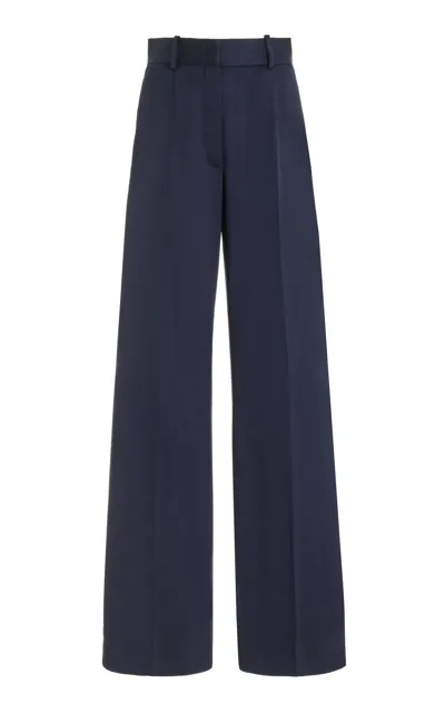 Another Tomorrow Relaxed Wide-leg Trousers In Navy