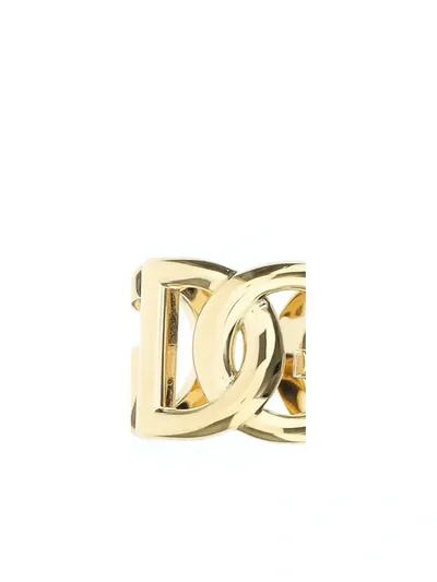 Dolce & Gabbana Logo Plaque Engraved Ring In Oro