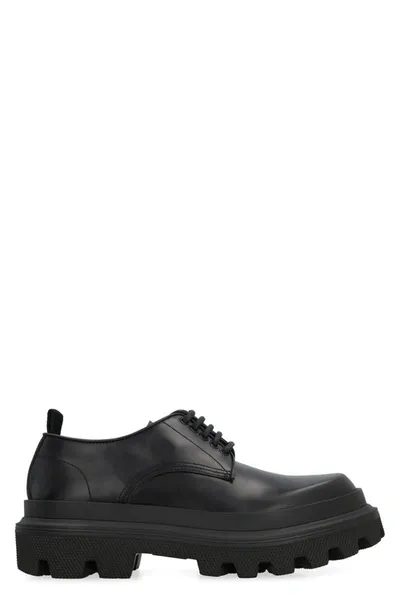 Dolce & Gabbana Derby Leather Shoes In Black