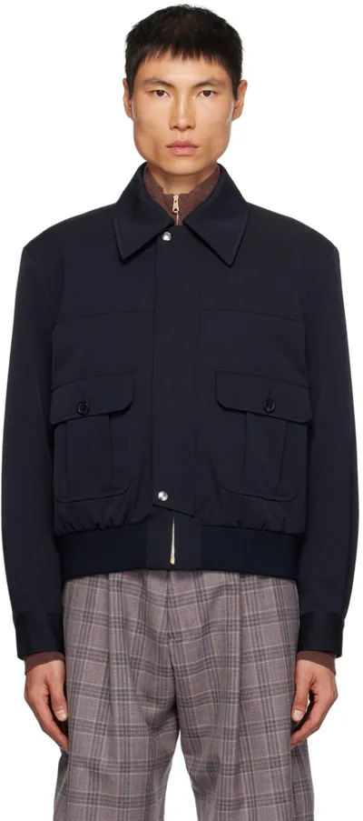 Paul Smith Navy Zip Jacket In 49 Blues