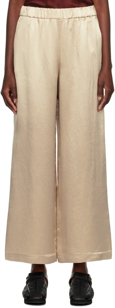 Max Mara Acanto Satin Wide Pants In Gold