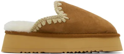 Mou Ssense Exclusive Tan Slippers In Cog Cognac