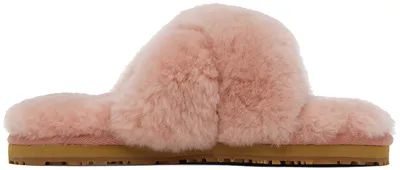 Mou Pink Criss-cross Slippers In Aros Antic Rose